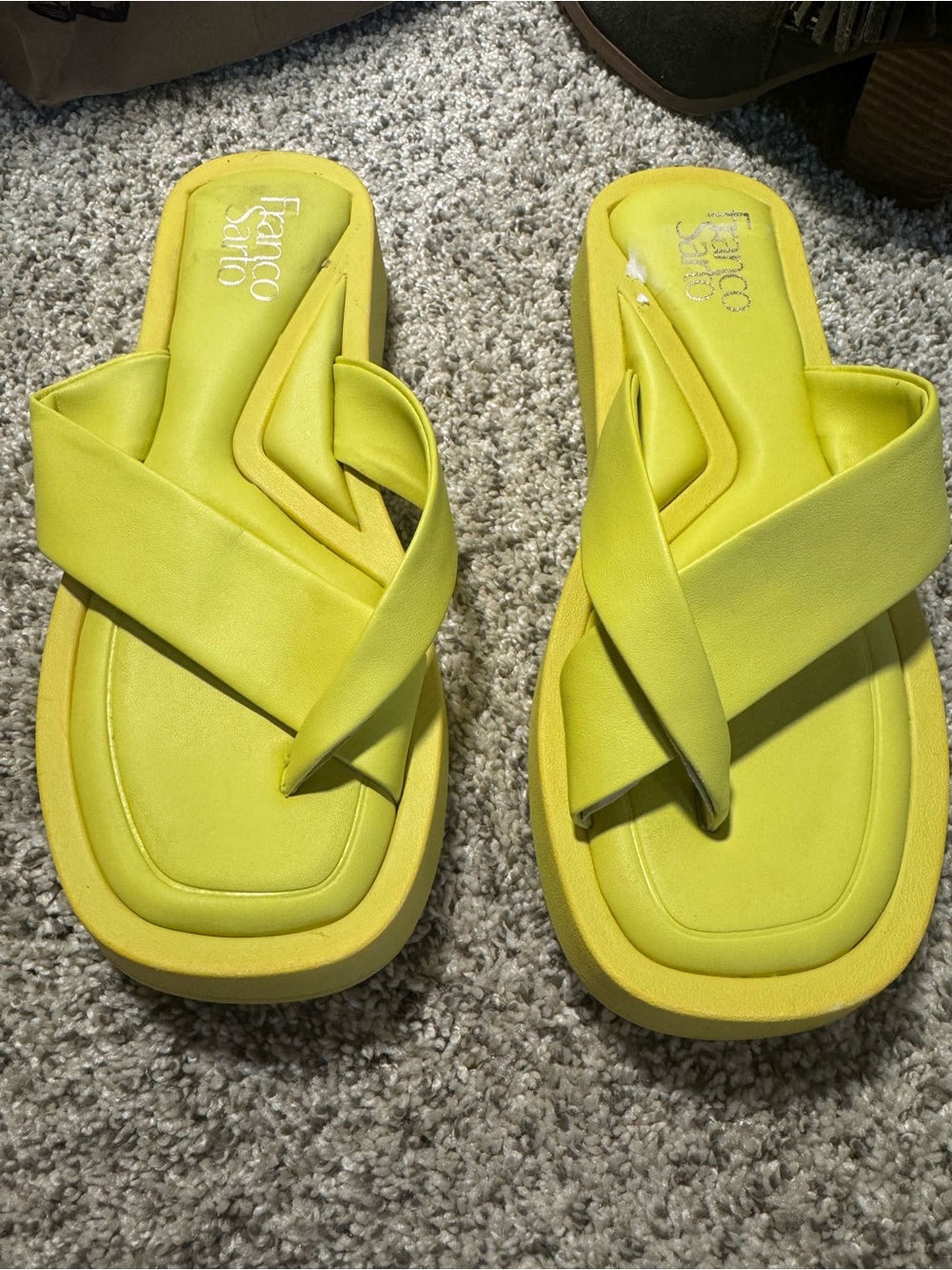 Franco Sarto Bright Yellow Crisscross Slide